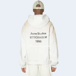 아크네 스튜디오 로고 후드 스웨터 화이트